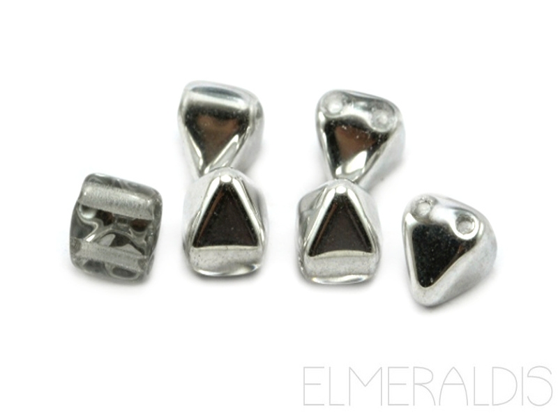6mm Pyramid Beads 2-Hole Crystal Labrador Silver silberfarben 10x
