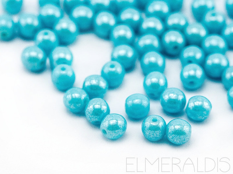 4mm Glasperlen Blue Turquoise Luster türkis 50x