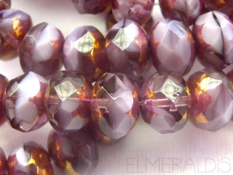 4x Rondelle Lavender Mix violett Glasperlen 6x8mm