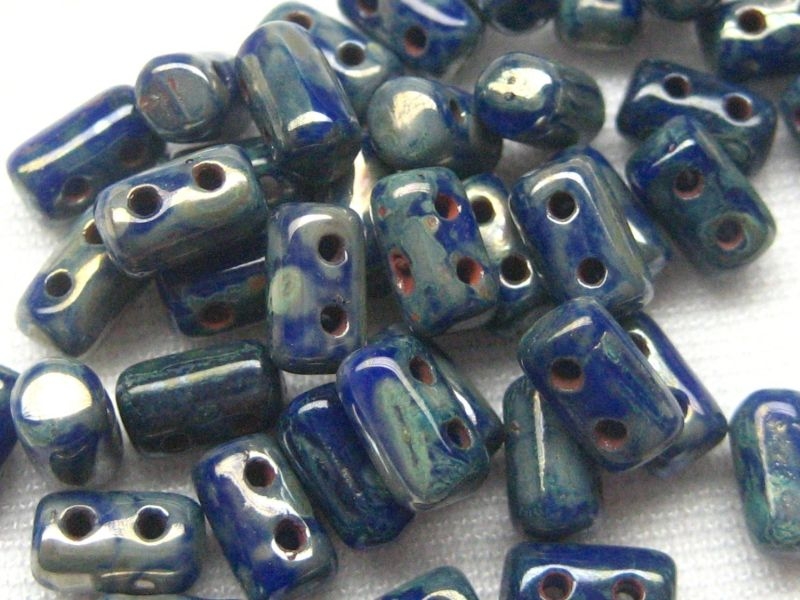 Rulla Beads Blue Picasso Silver Opaque blau Glasperlen 10g