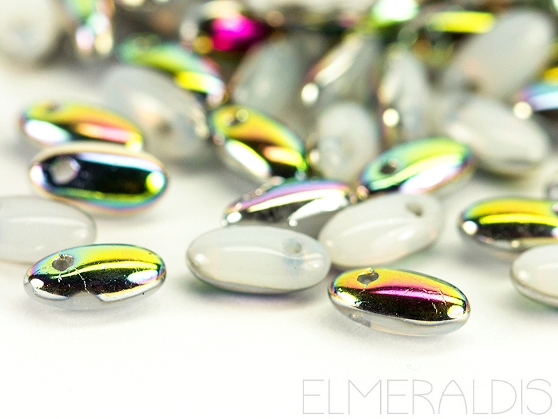 6mm Rizo Beads White Opal Vitrail weiss 10g