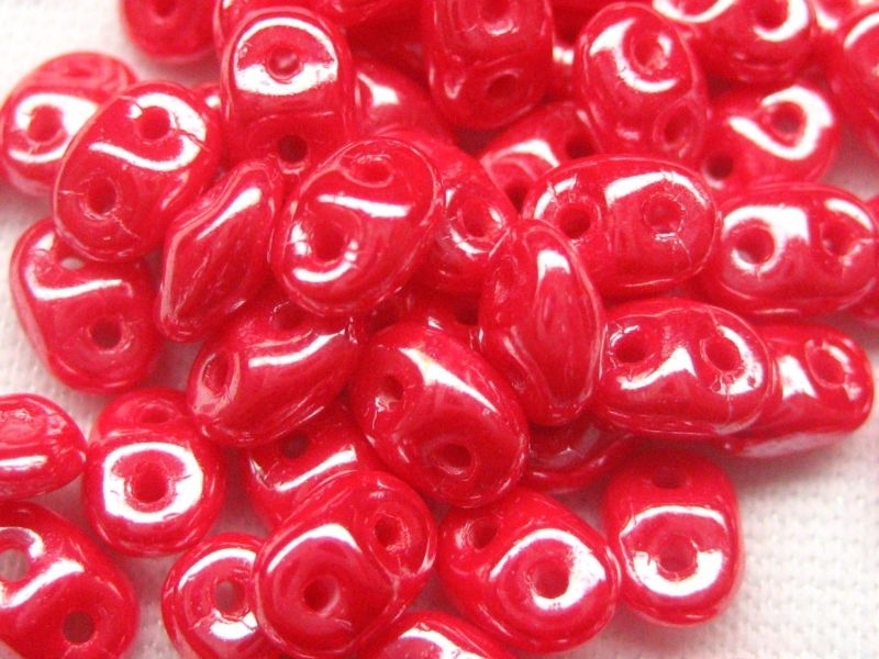 SuperDuos Luster Red Opaque Coral rot 10g