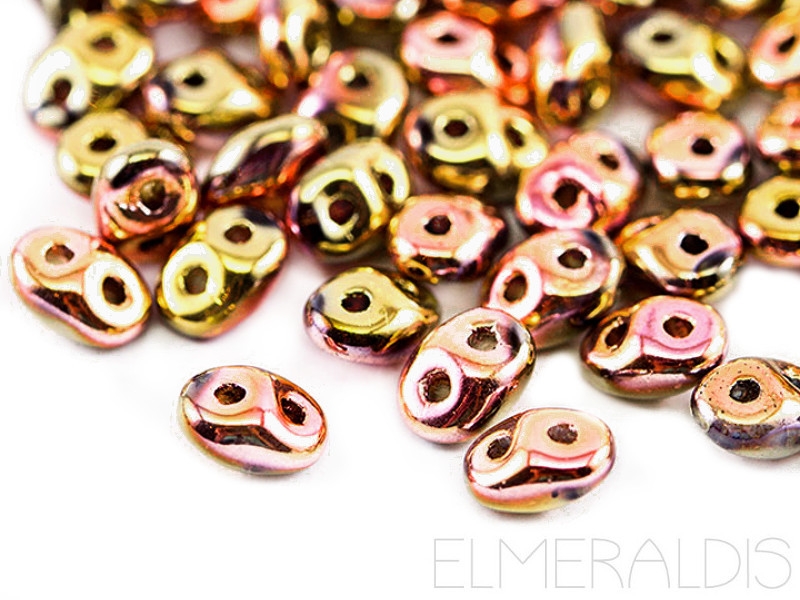 SuperDuos Jet California Pink Metallic goldfarben rose rosa 10g