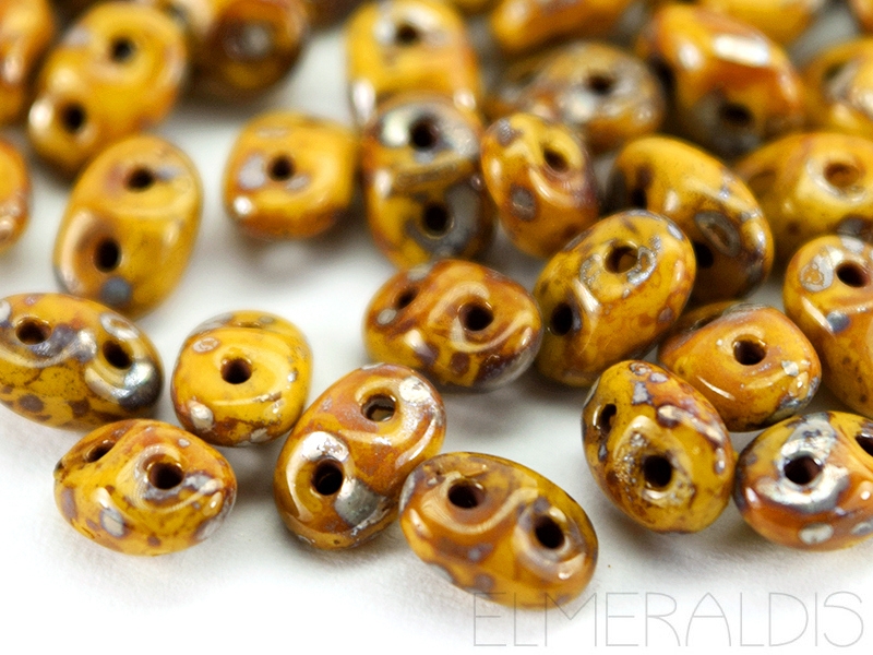 10g Super Duos Yellow Opaque Picasso Silver