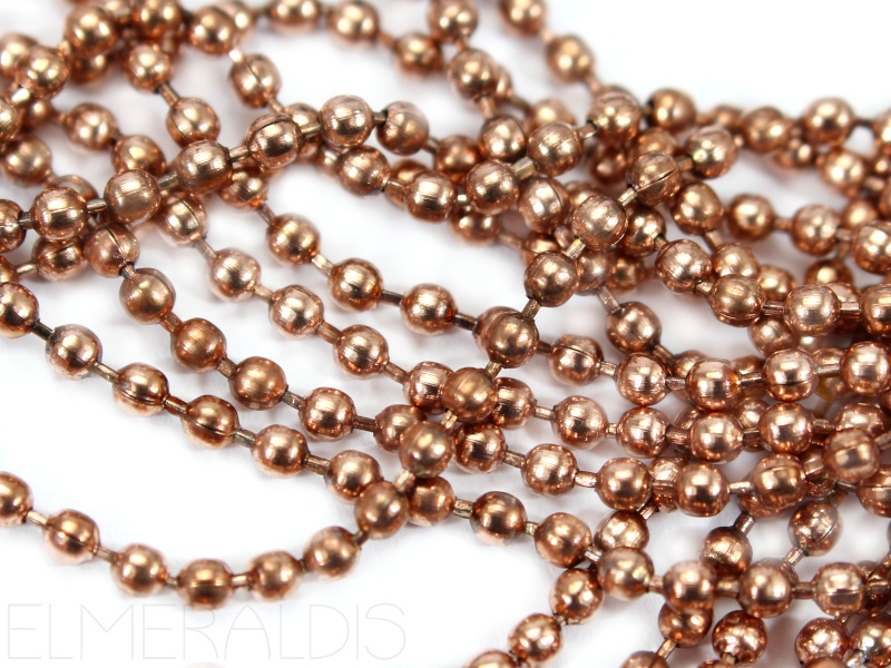 2mm Kugelkette Edelstahl Meterware Farbe Rosegold 50cm