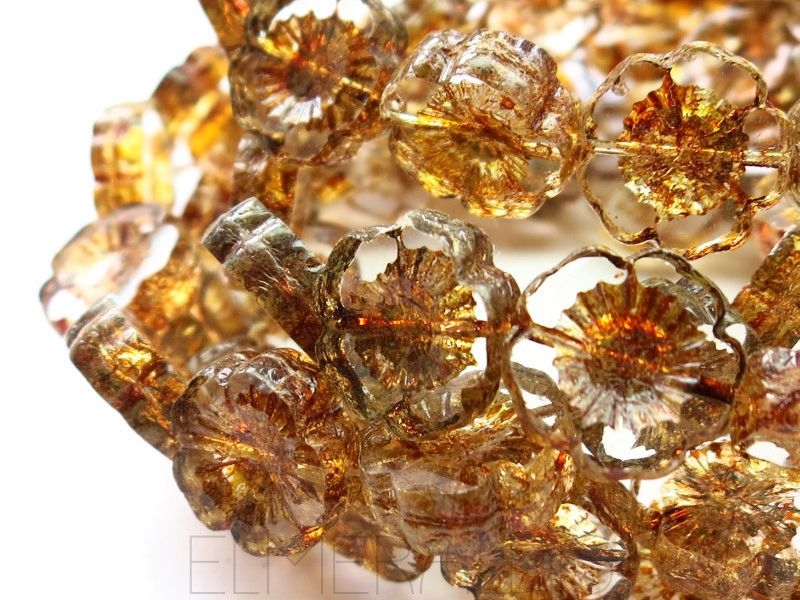 Flowers Blumen Crystal Gold Picasso Glasperlen 2x