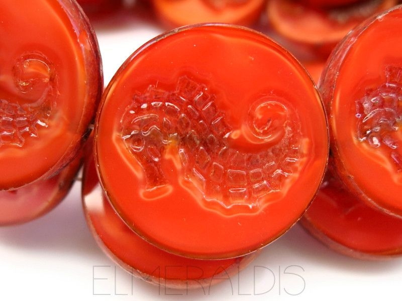 1x Seahorse Coral Red Picasso