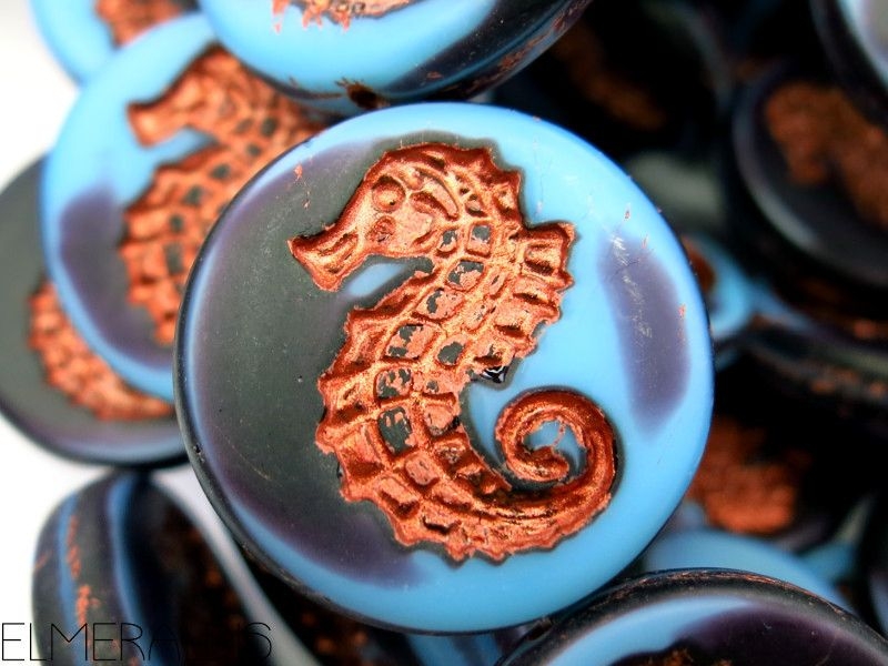 1x Seahorse Aqua Black Bronze Picasso