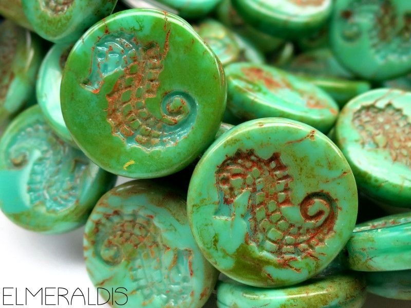 1x Seahorse Turquoise Green Shine Picasso
