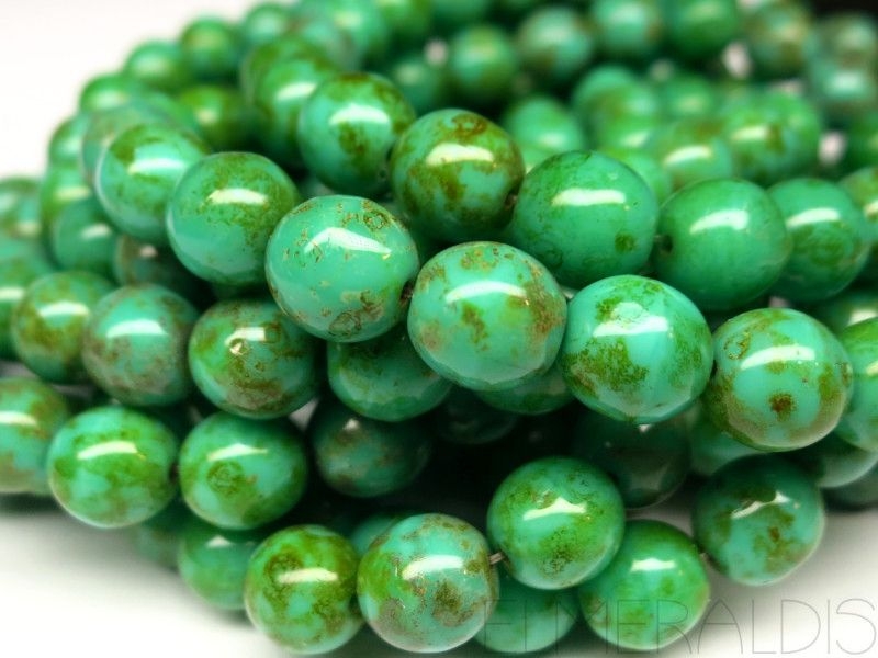 8mm Glasperlen Green Turquoise Luster türkis 5x