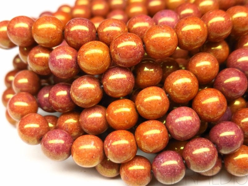 5 Glasperlen Sienna Bronze Luster 8mm rund
