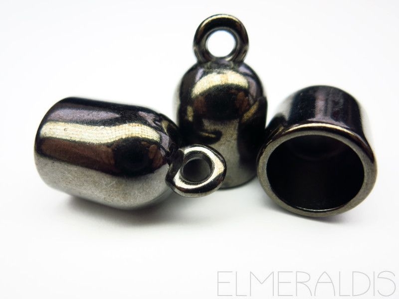 2 Endkappen rund gunmetal hematite innen 5mm