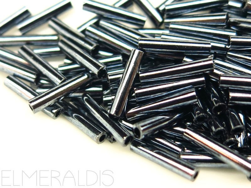 9mm Stiftperlen TOHO Metallic Hematite grau 10g
