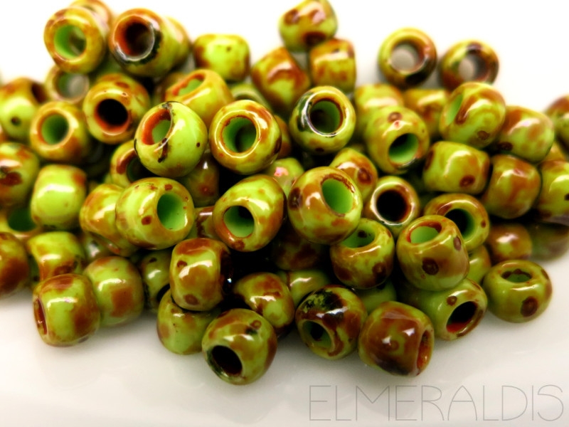 3/0 TOHO Rocailles HYBRID Sour Apple Picasso 10g
