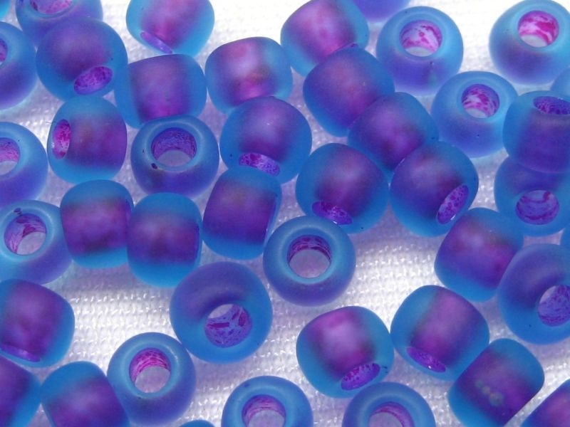 6/0 Rocailles TOHO Frosted Aqua Purple Lined 10g