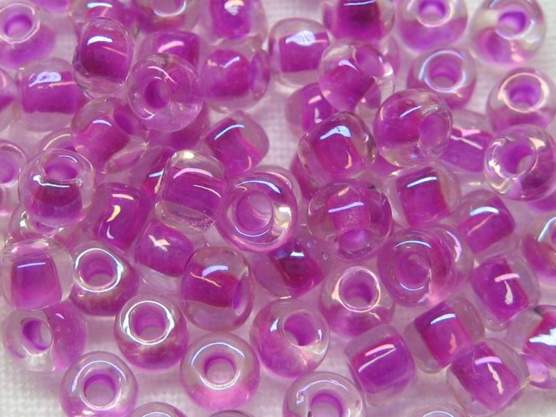 6/0 10g TOHO Rocailles Crystal Fuchsia Line