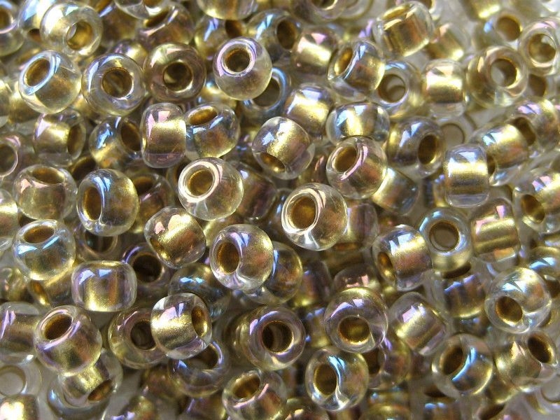 8/0 Rocailles TOHO Inside Crystal Gold Lined 10g