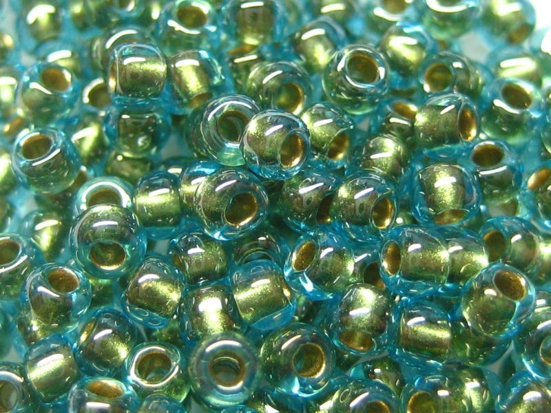 11/0 10g TOHO Rocailles Aqua Gold Lined
