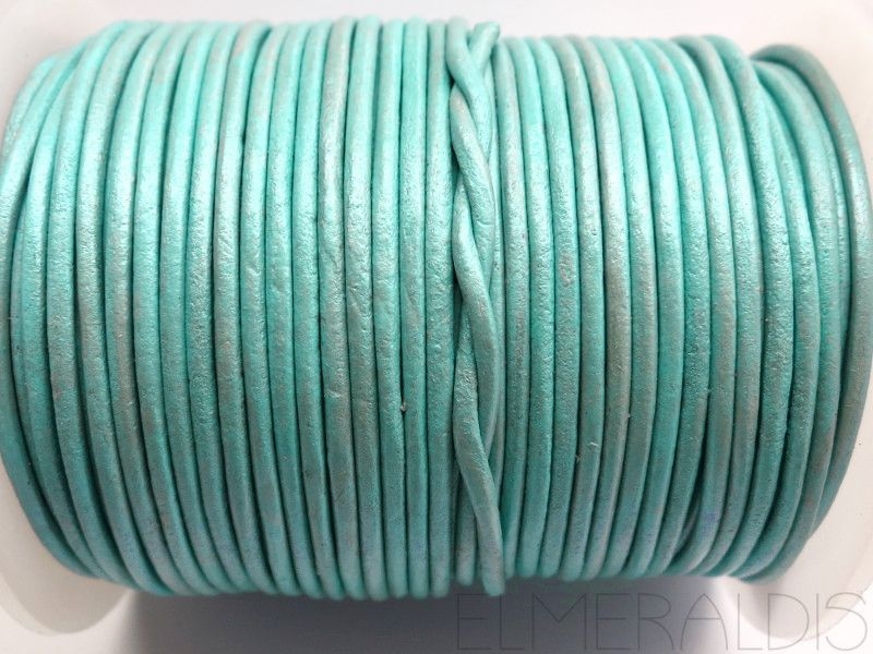 2 mm Lederband Metallic Pastel Blue hellblau 1m