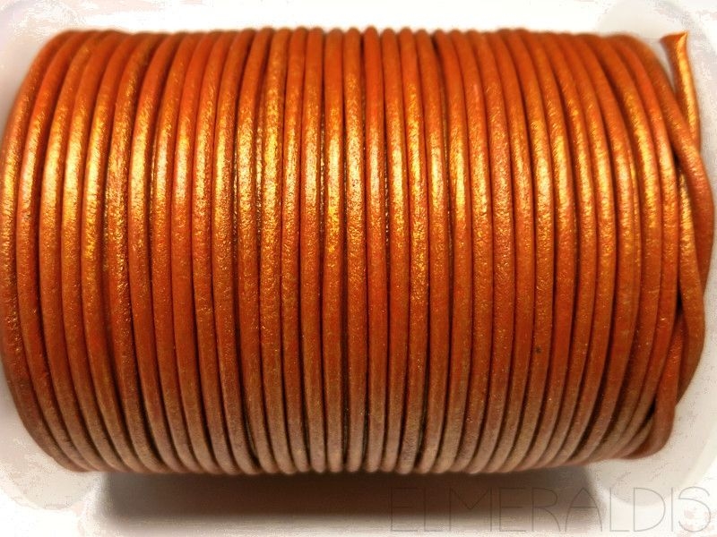2 mm Lederband Metallic Cinnamon orange 1 m