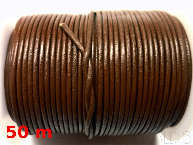 2 mm Lederband Hazelnut dunkelbraun 50m