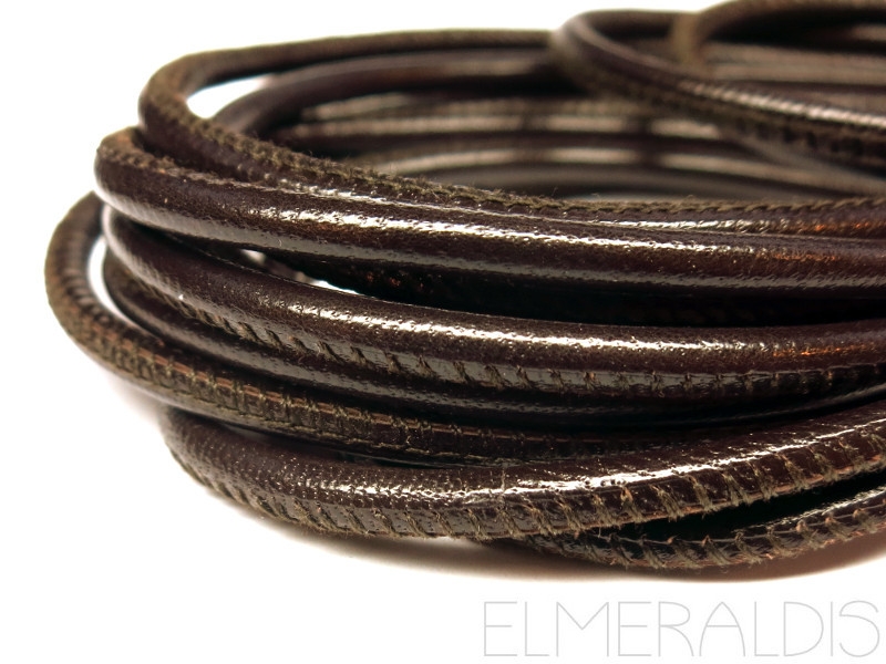 4mm Nappa Lederband Dark Brown Sparkling 20cm