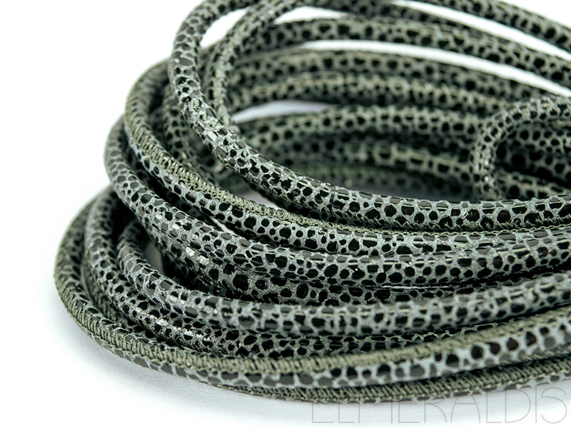 4mm Nappa Lederband Grey Raza Black Paillette 20cm