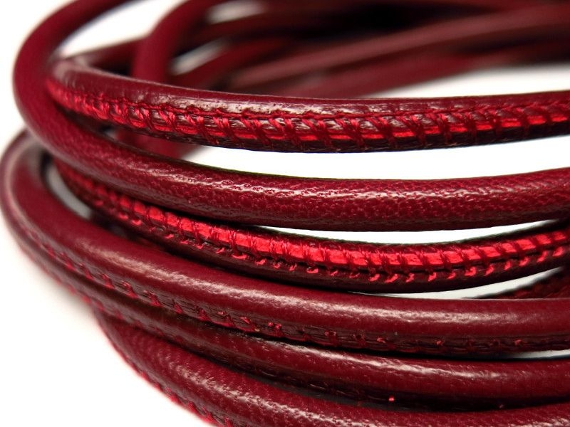 4mm Nappa Lederband Maroon rot 20cm