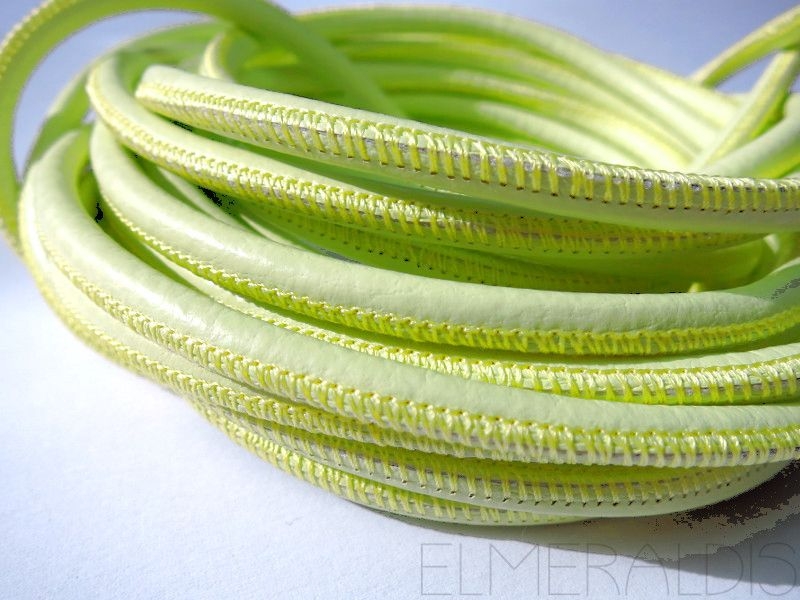 4mm Nappa Lederband Lemon Yellow Neon Lime Green 20cm