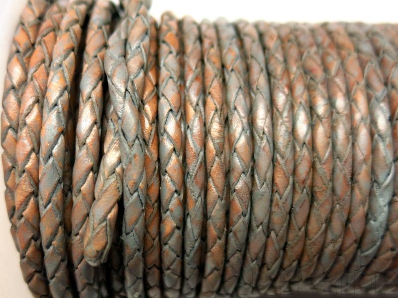 3 mm Lederband geflochten Dark Grey Brown 50 cm