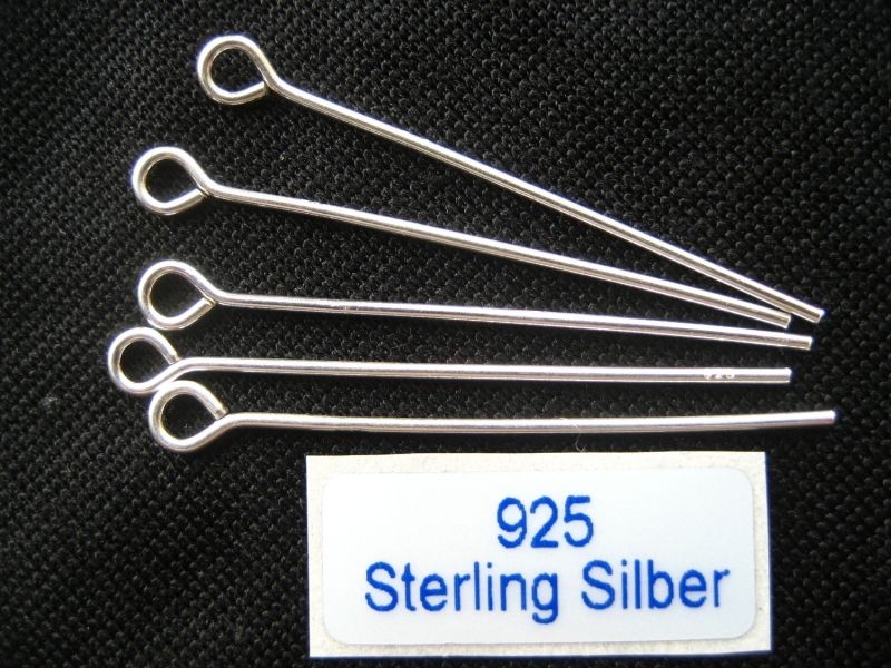 4x Kettelstifte 925 Silber 45 mm x 0,7 mm