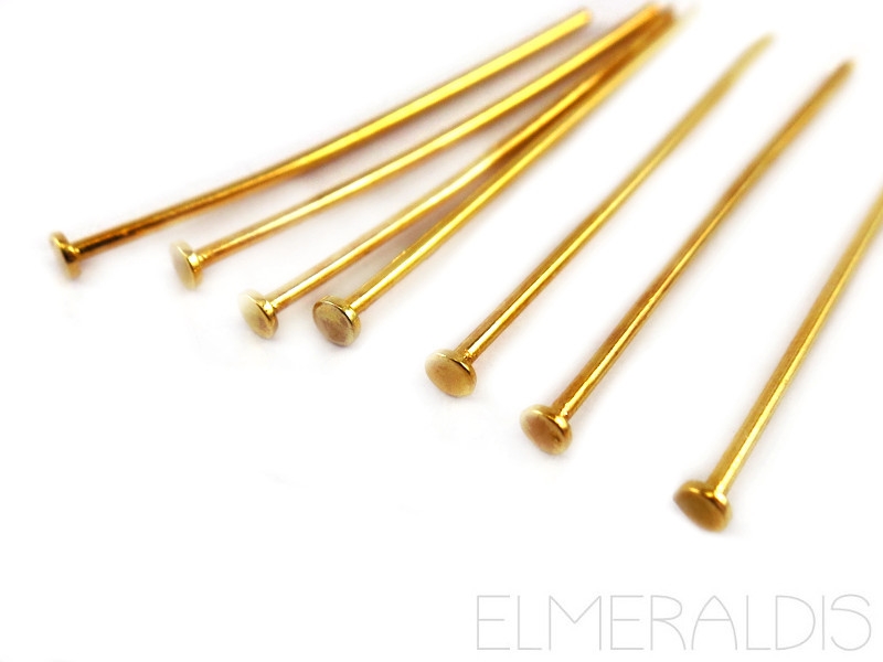 30mm Nietstifte 925 Silber vergoldet 0,8 mm dick 4x